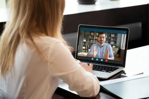 image of woman attending online mediation Cornwall speak to our team today!