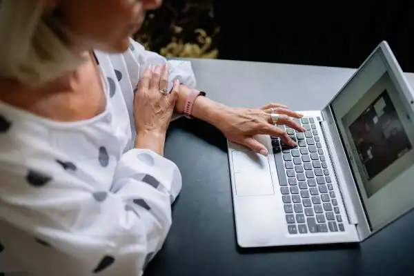 Image of woman attending online mediation Cornwall services from Barker Mediation